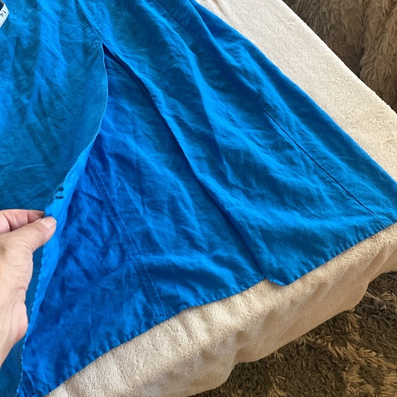 Zara linen blend gorgeous royal blue midi slit dress w/ great spaghetti straps - Picture 11 of 15